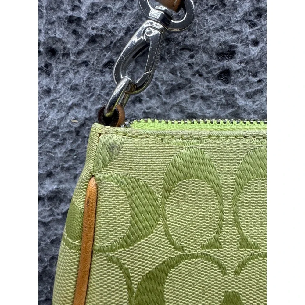 Vintage Coach Womens Signature Monogram Demi Shoulder Bag Lime Green 6094